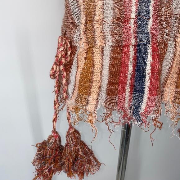 Free People Striped Boho Tassel Tie Scoop Neck Blouse Size XS - Picture 3 of 10